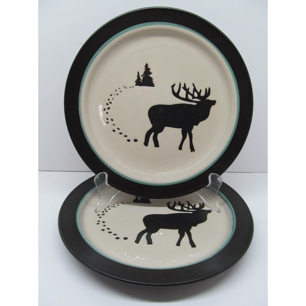 Bass Pro Shops "White River" Elk Set Of 2 Rustic 8 1/4" Salad Plates READ DESC